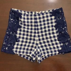 Blue checkered boutique shorts
